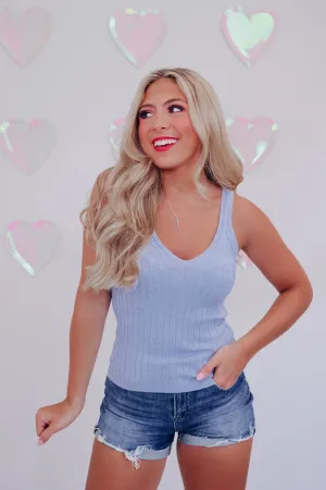 Perfect Fit Ribbed Tank Cami  - Blue