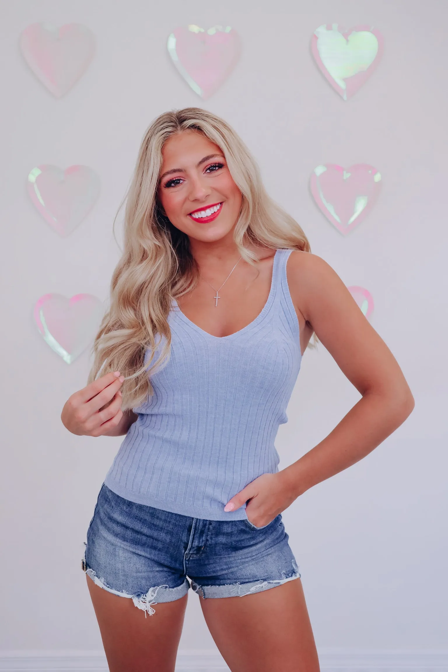 Perfect Fit Ribbed Tank Cami  - Blue