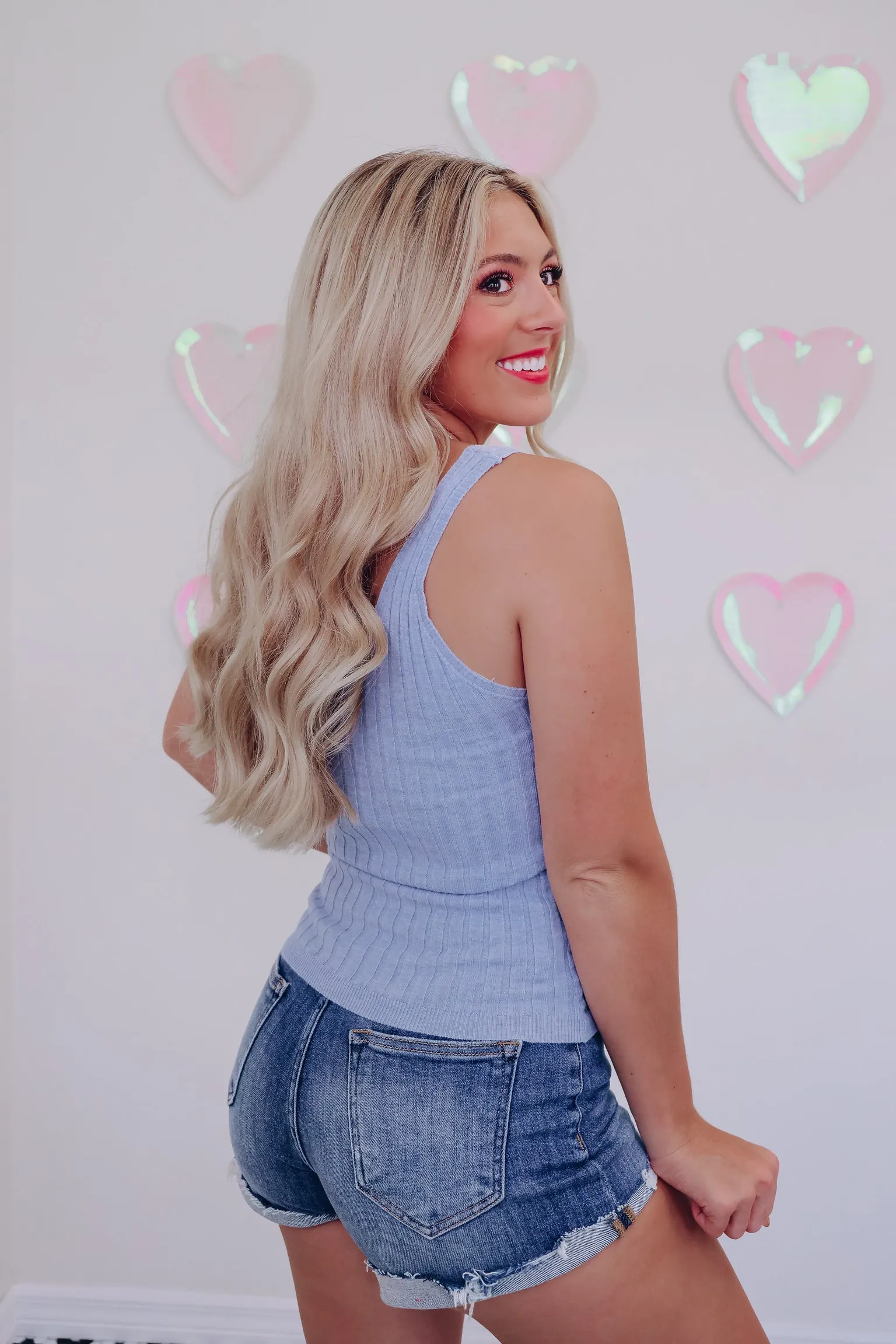 Perfect Fit Ribbed Tank Cami  - Blue