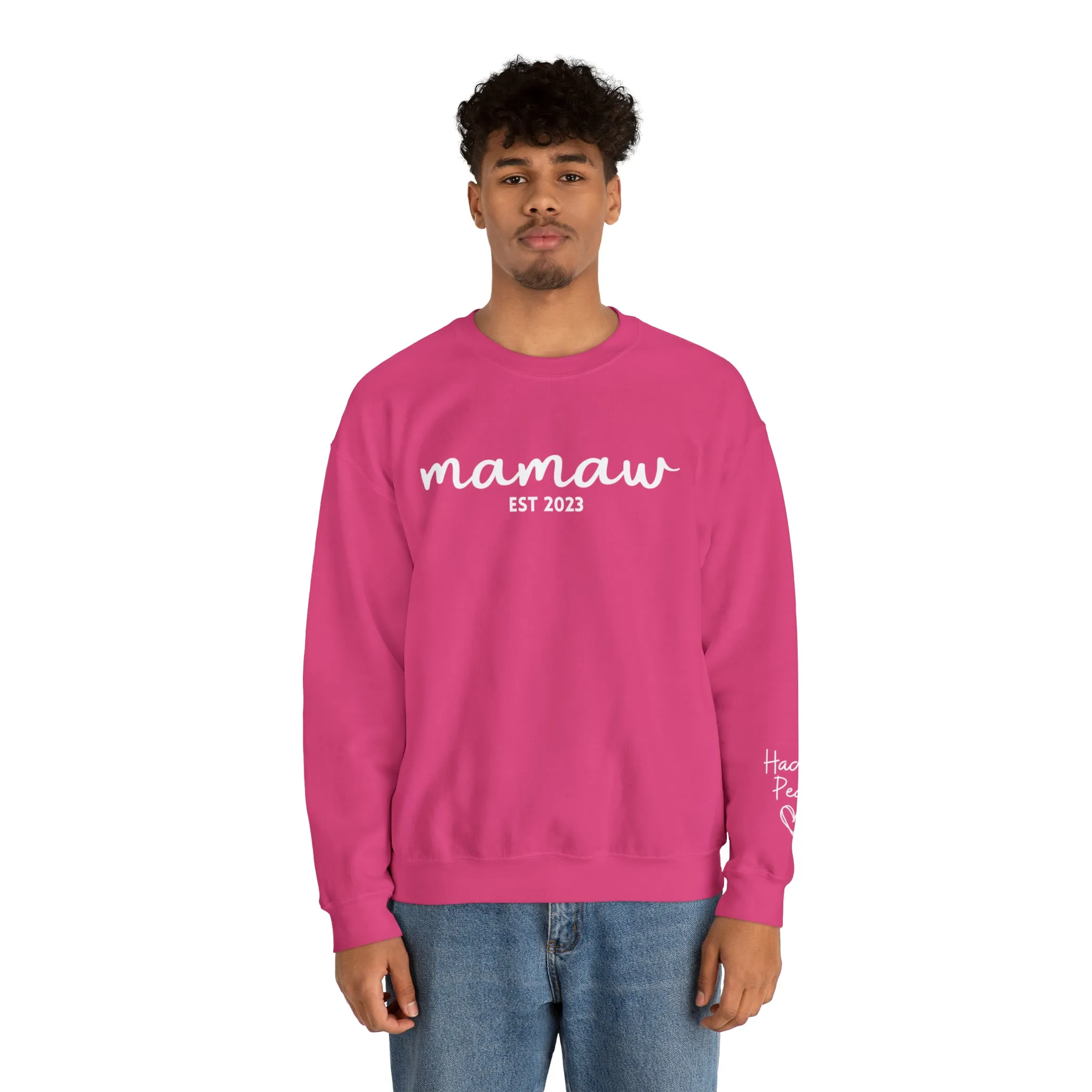PERSONALIZED - Front and Sleeve Mamaw/Mimi/Mama Crewneck Sweatshirt