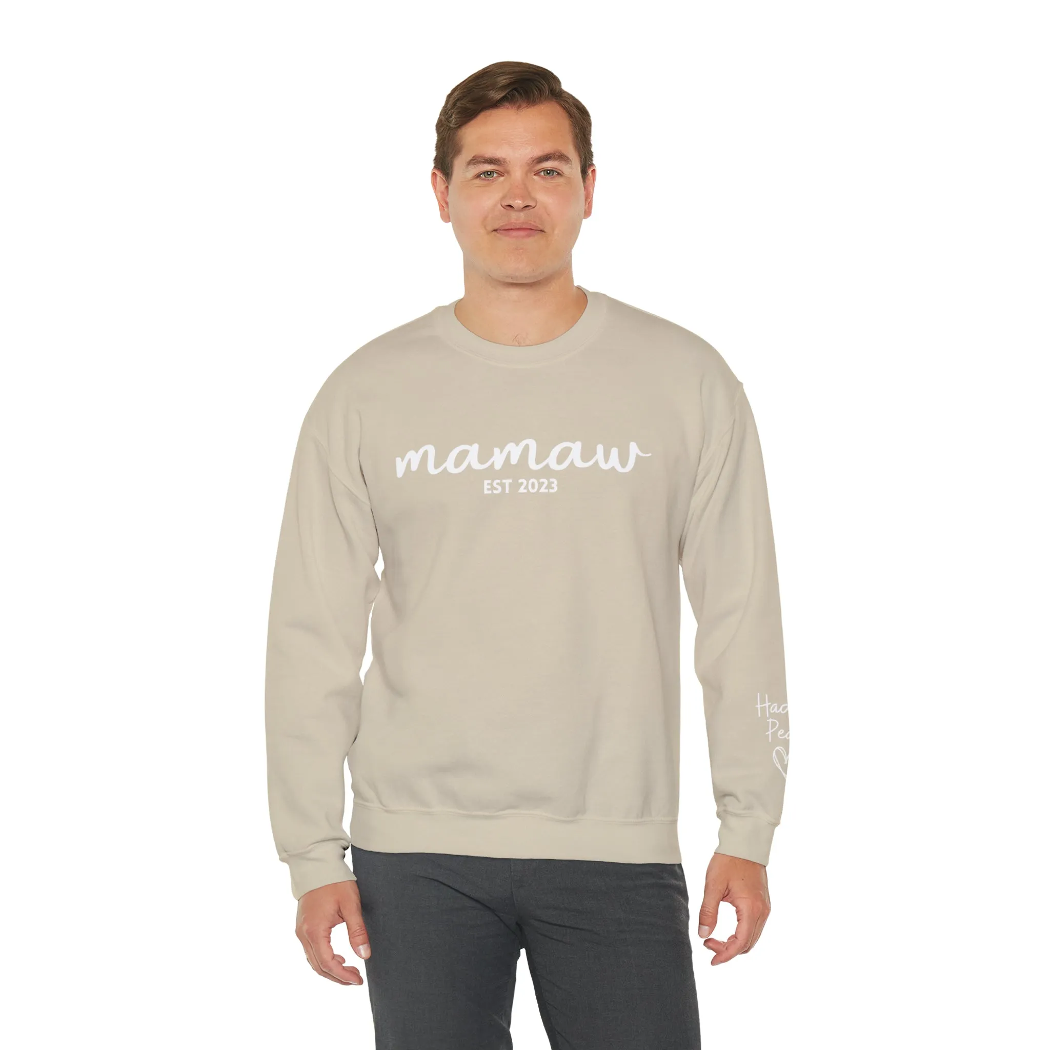 PERSONALIZED - Front and Sleeve Mamaw/Mimi/Mama Crewneck Sweatshirt