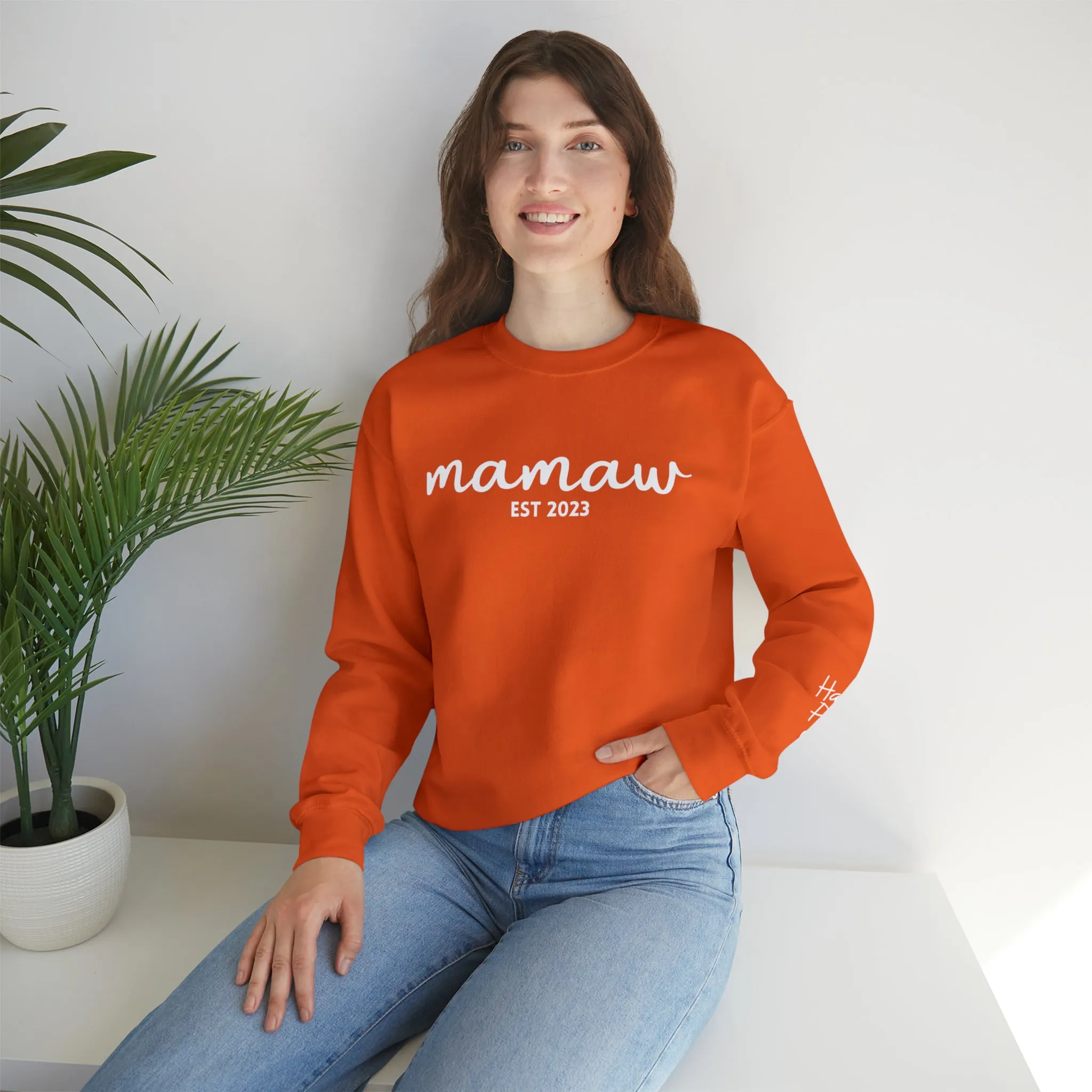 PERSONALIZED - Front and Sleeve Mamaw/Mimi/Mama Crewneck Sweatshirt
