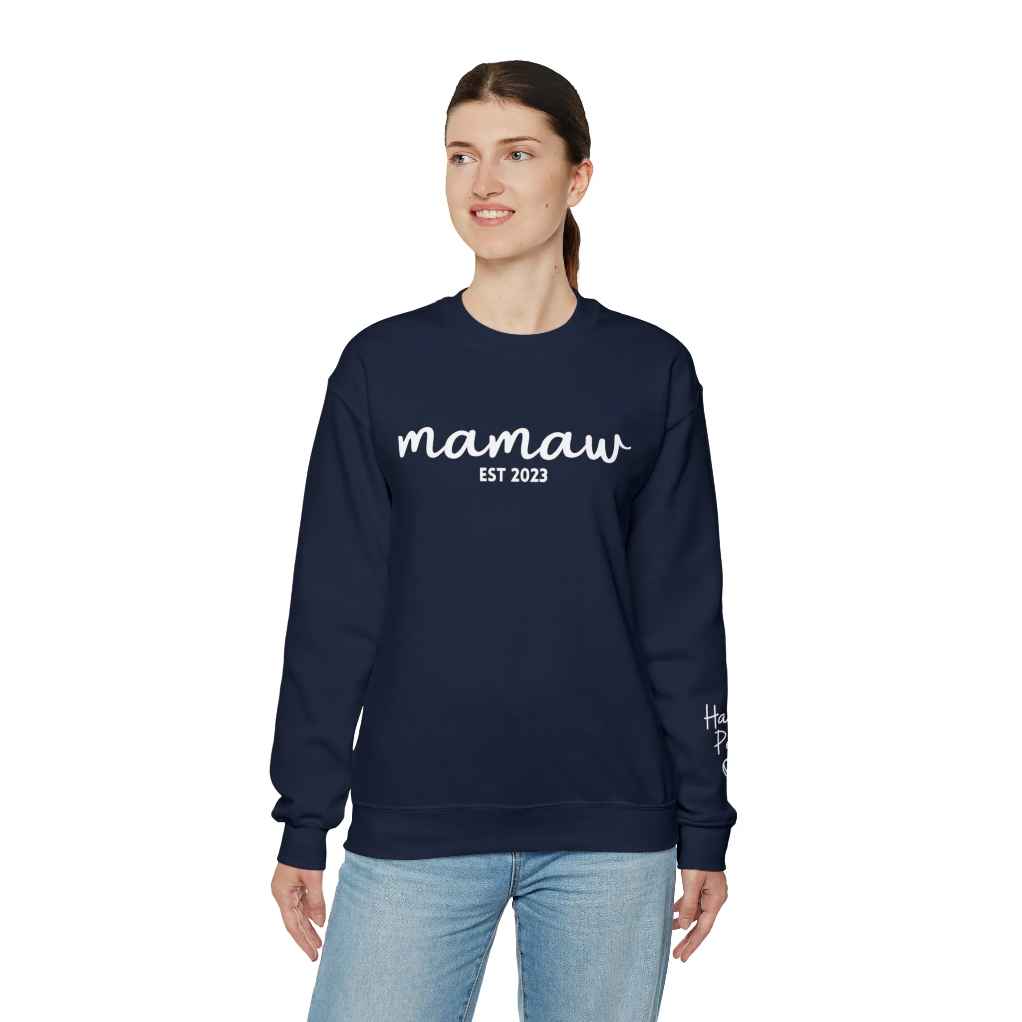 PERSONALIZED - Front and Sleeve Mamaw/Mimi/Mama Crewneck Sweatshirt