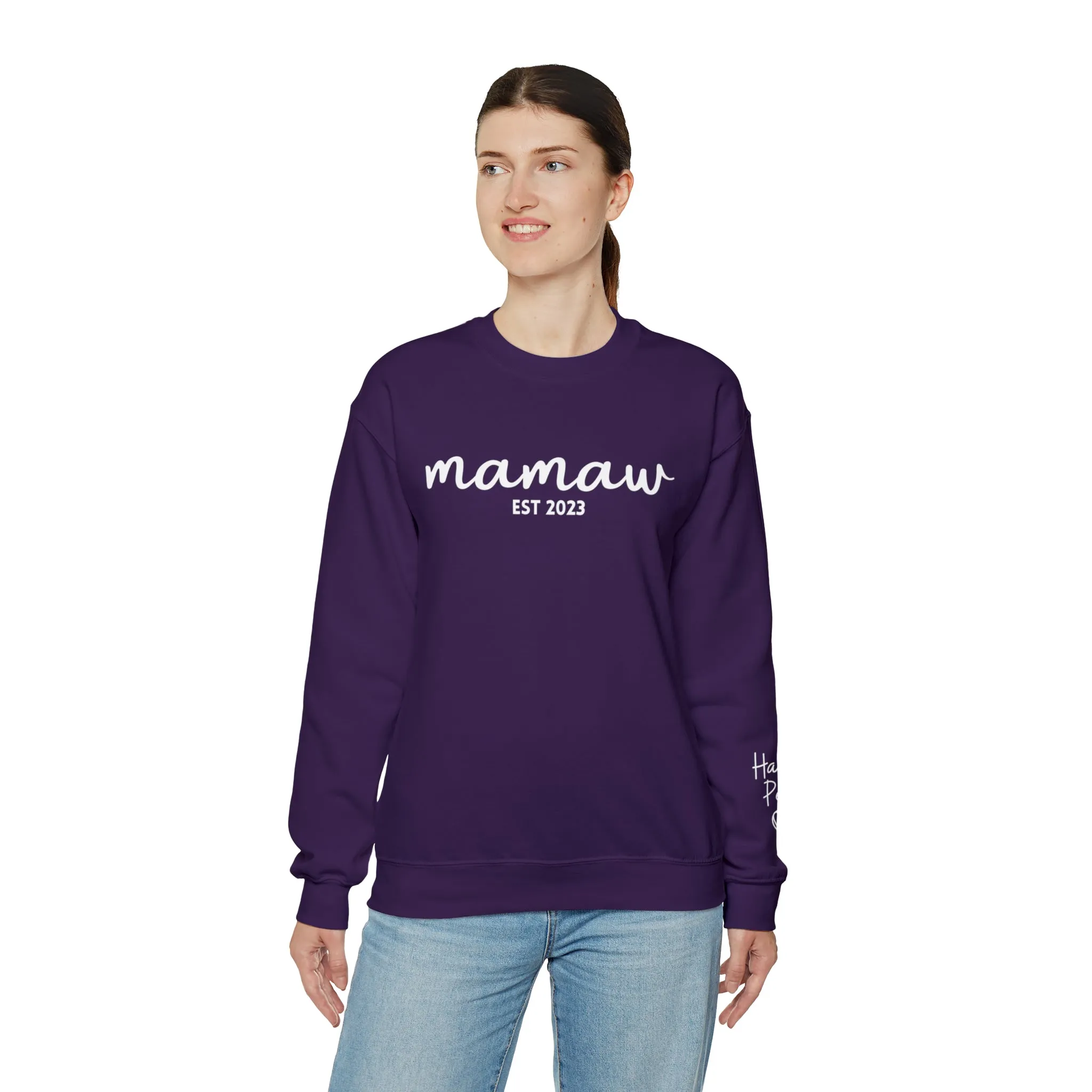 PERSONALIZED - Front and Sleeve Mamaw/Mimi/Mama Crewneck Sweatshirt