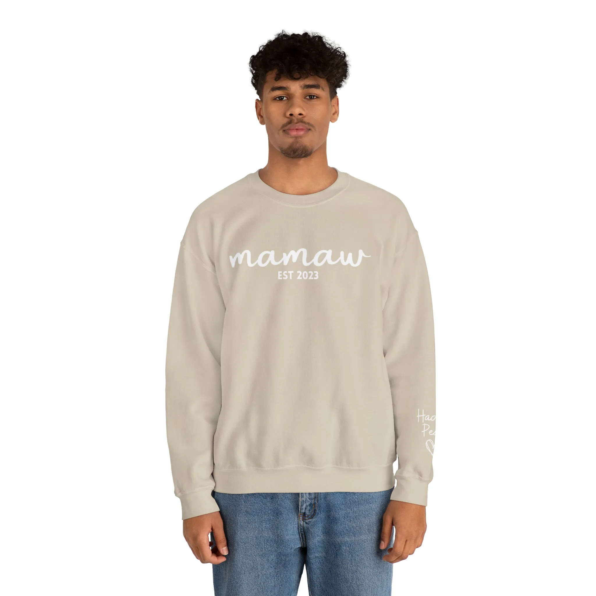 PERSONALIZED - Front and Sleeve Mamaw/Mimi/Mama Crewneck Sweatshirt