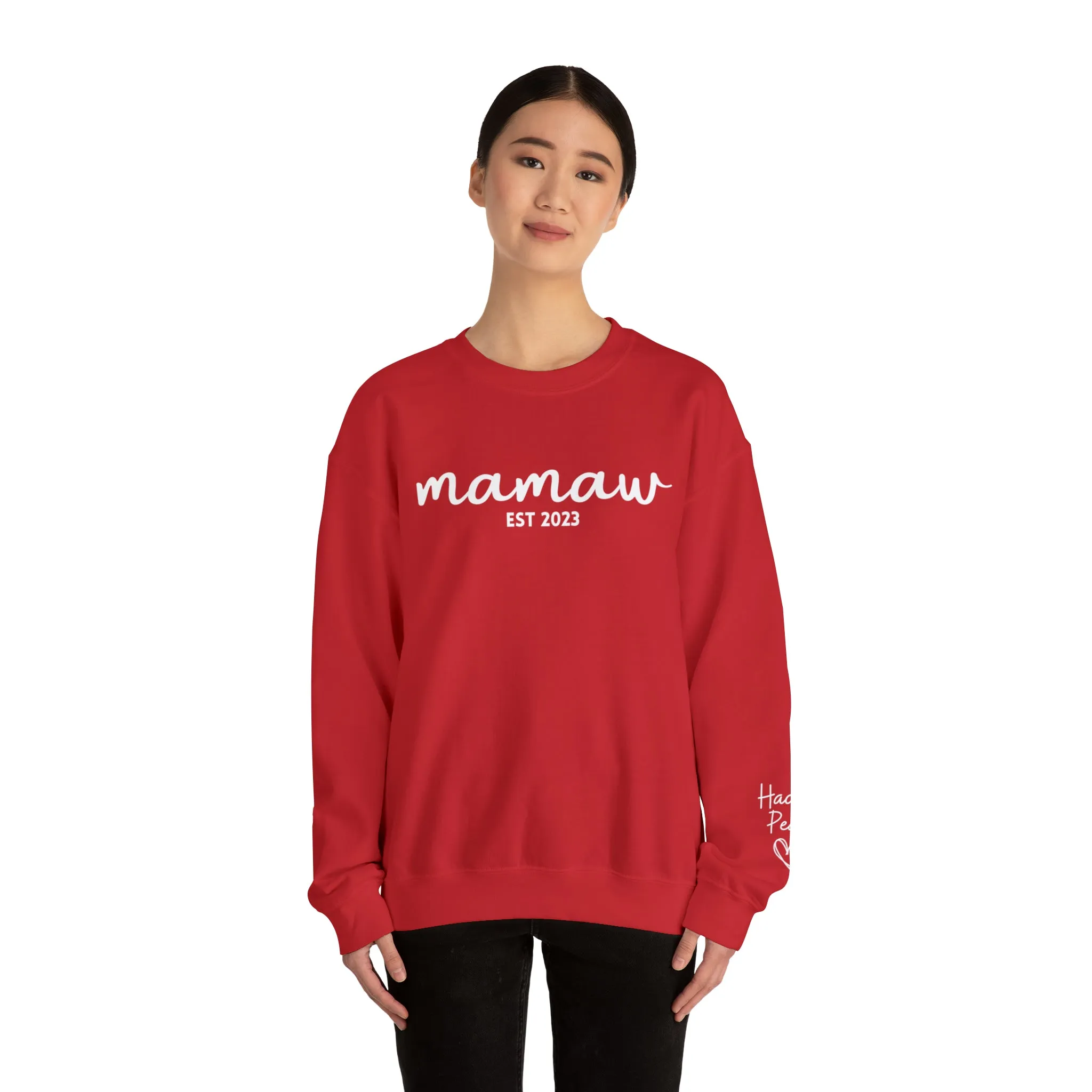 PERSONALIZED - Front and Sleeve Mamaw/Mimi/Mama Crewneck Sweatshirt