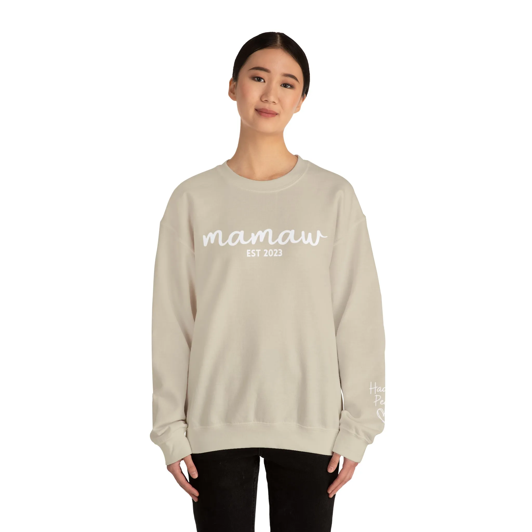 PERSONALIZED - Front and Sleeve Mamaw/Mimi/Mama Crewneck Sweatshirt