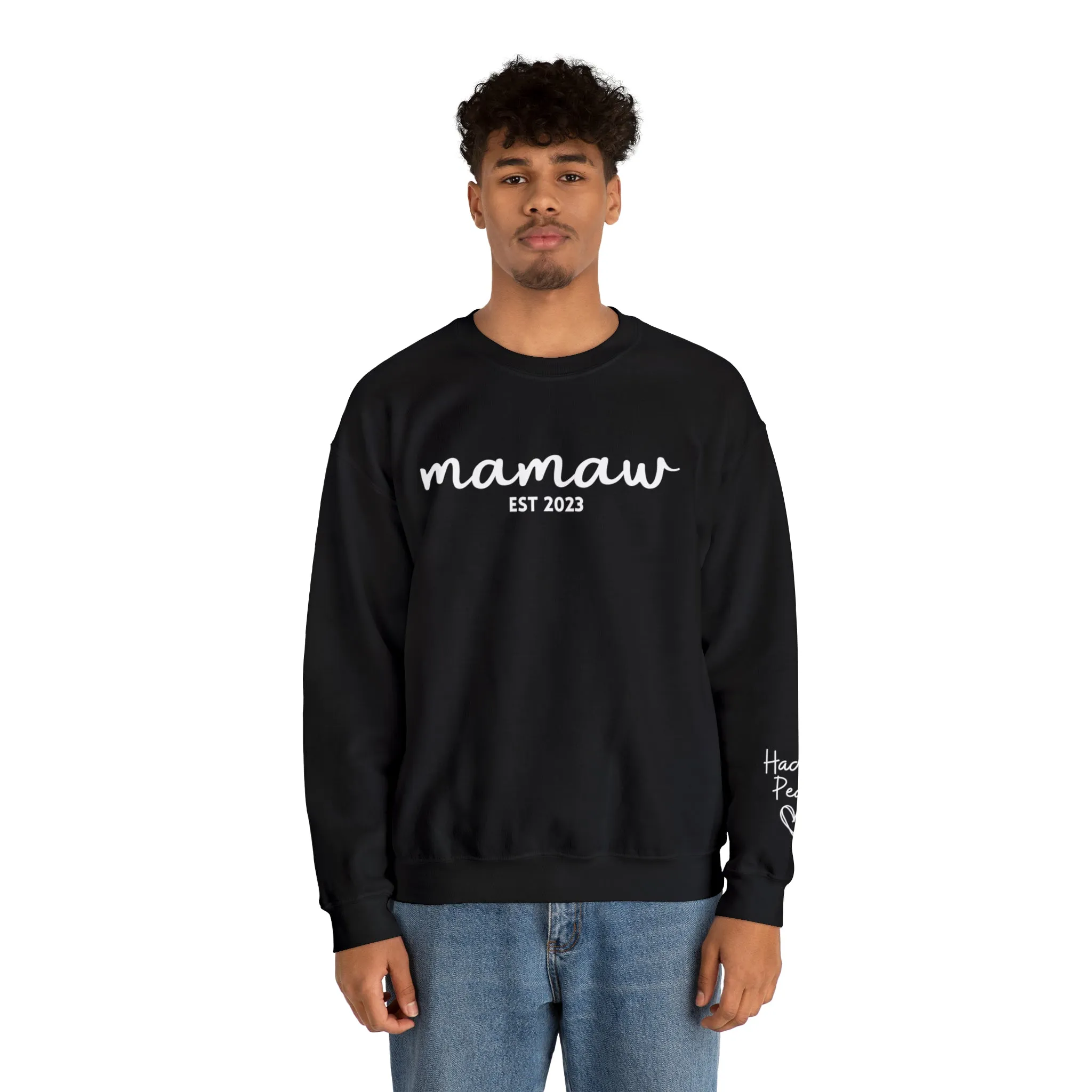 PERSONALIZED - Front and Sleeve Mamaw/Mimi/Mama Crewneck Sweatshirt