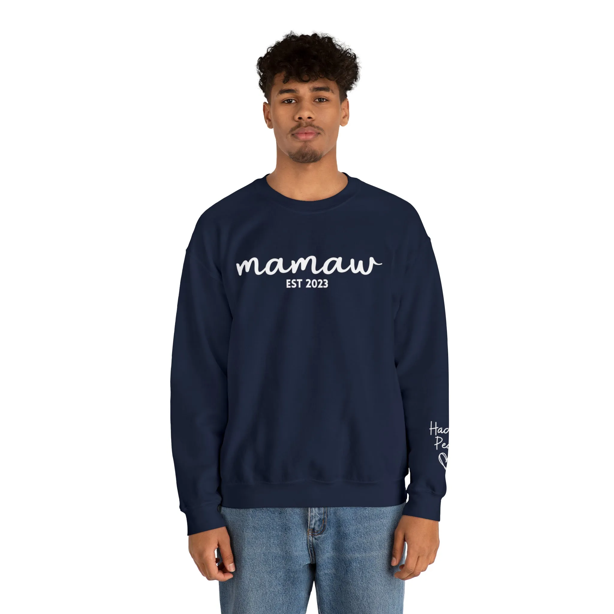 PERSONALIZED - Front and Sleeve Mamaw/Mimi/Mama Crewneck Sweatshirt