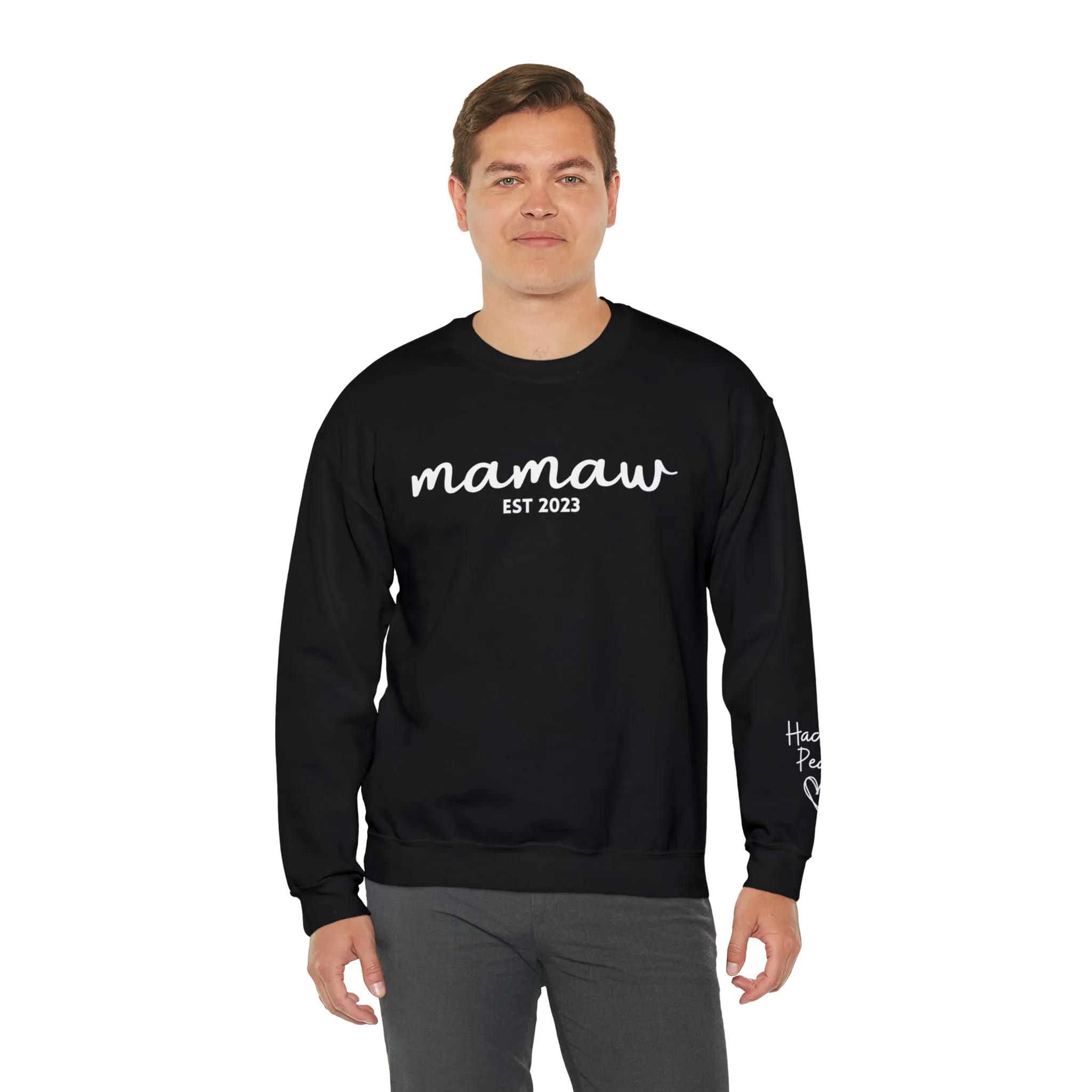 PERSONALIZED - Front and Sleeve Mamaw/Mimi/Mama Crewneck Sweatshirt