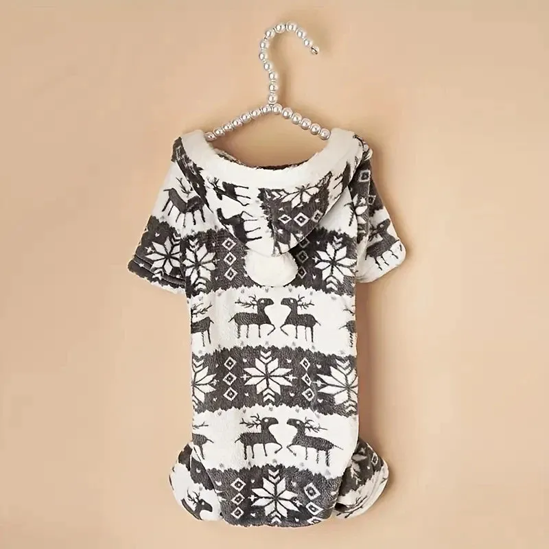 Pet Christmas Reindeer Hooded Pajamas for Small Dogs