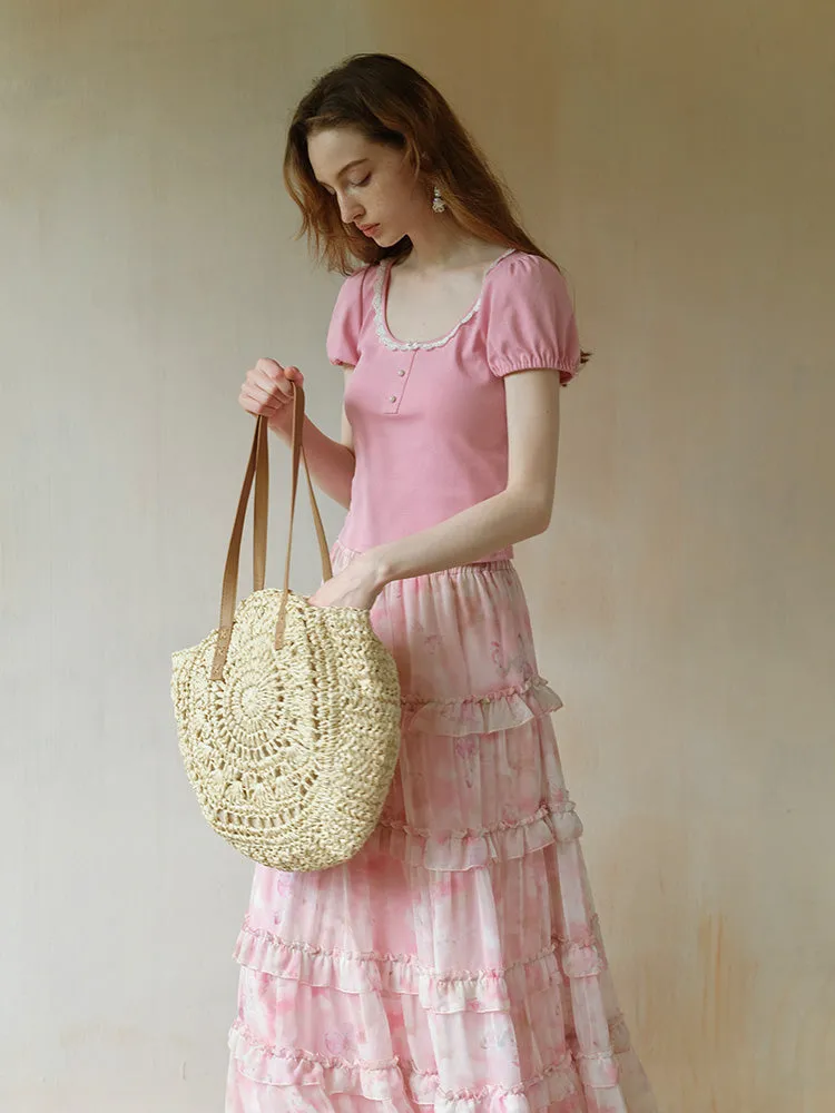 Petal Cream Button Tee