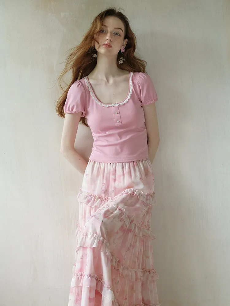 Petal Cream Button Tee