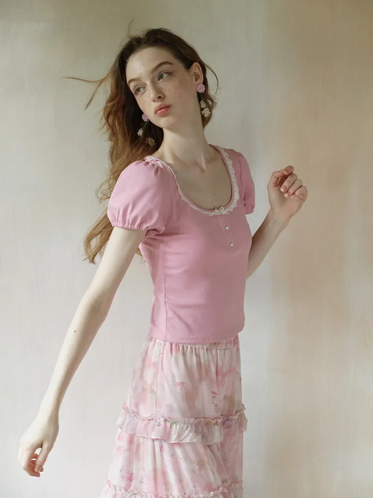 Petal Cream Button Tee