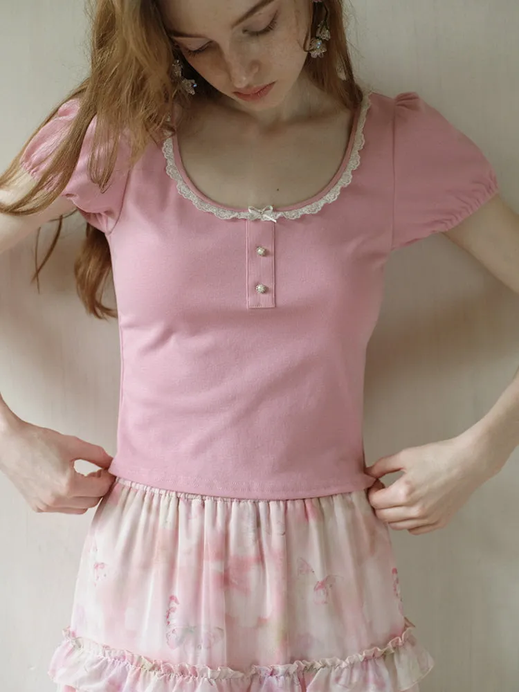 Petal Cream Button Tee