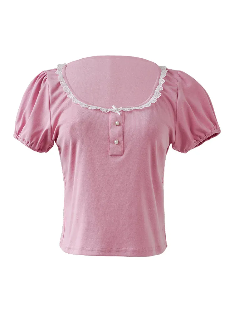 Petal Cream Button Tee