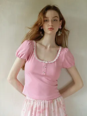 Petal Cream Button Tee