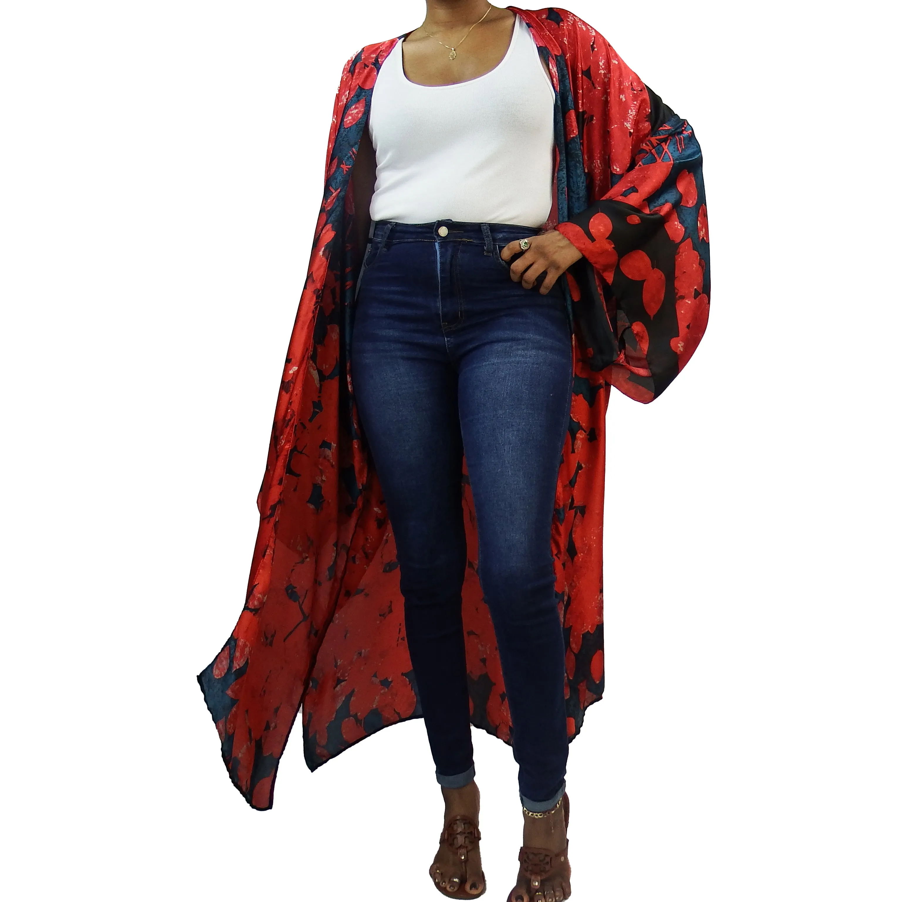 Petal Pusher | Kimono Duster (Open Front) | Floor Length Long Robe