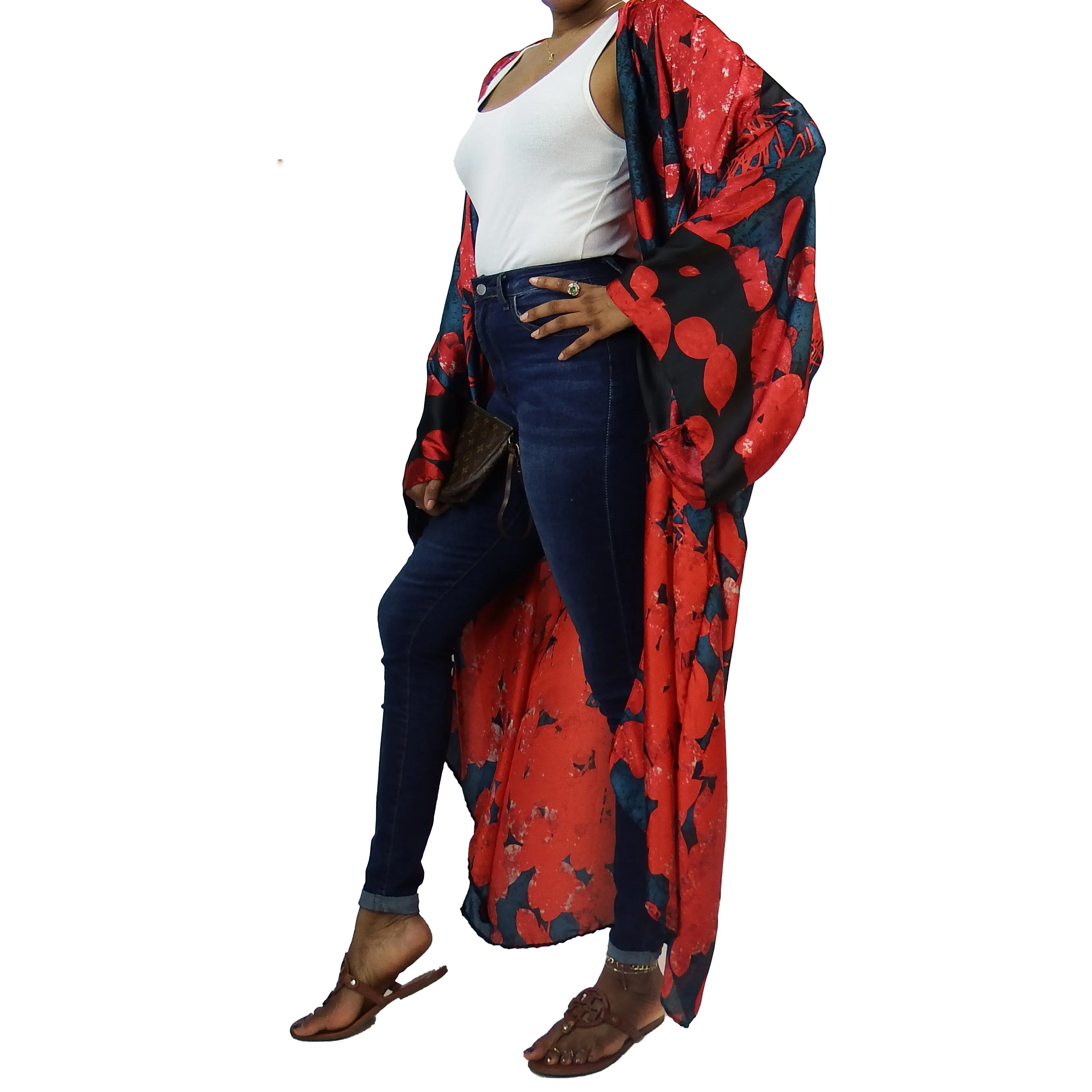 Petal Pusher | Kimono Duster (Open Front) | Floor Length Long Robe