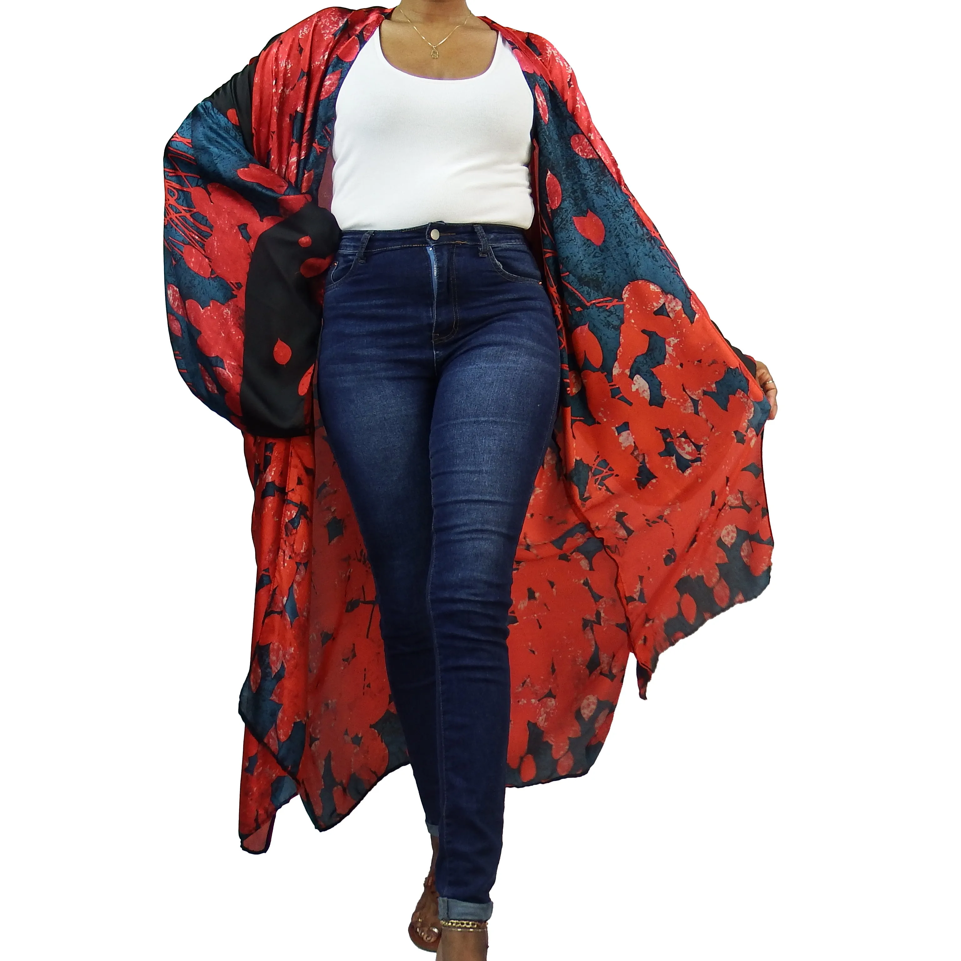 Petal Pusher | Kimono Duster (Open Front) | Floor Length Long Robe