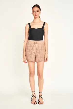 Petra Pointelle Knit Shorts in Mocha