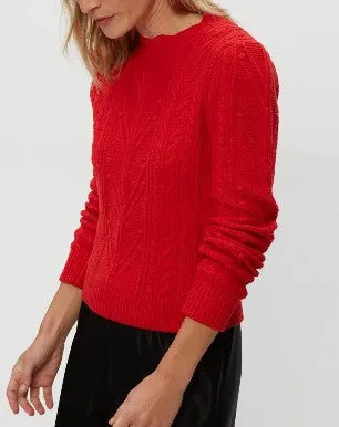 Pia Cable Knit Sweater in Cherry