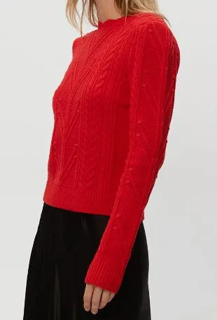 Pia Cable Knit Sweater in Cherry