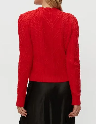 Pia Cable Knit Sweater in Cherry