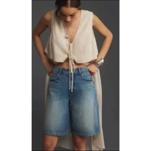 Pilcro Anthropologie Denim Shorts Women 26 Blue Bermuda