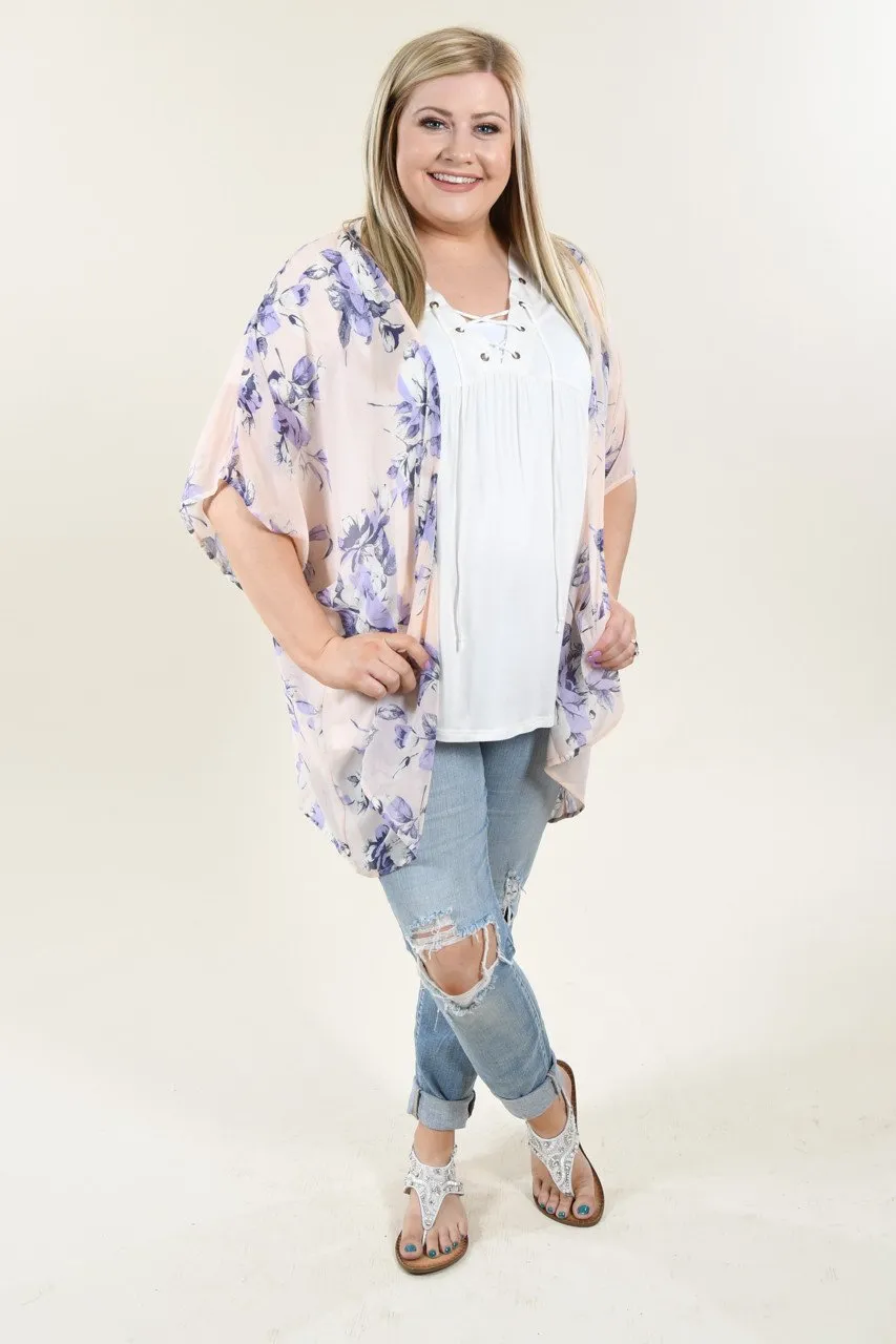 Pink & Purple Floral Kimono