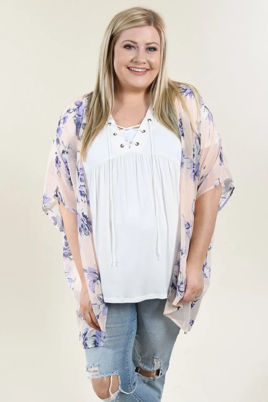 Pink & Purple Floral Kimono