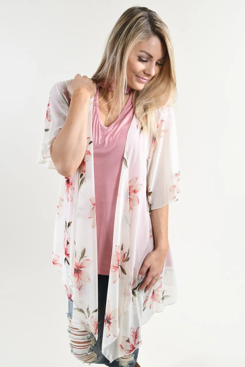 Pink Floral Kimono