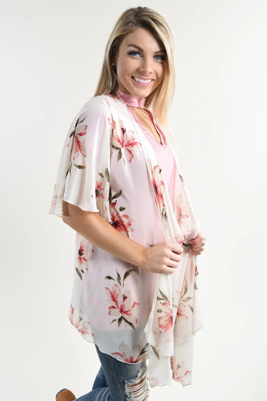 Pink Floral Kimono