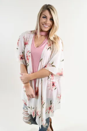 Pink Floral Kimono