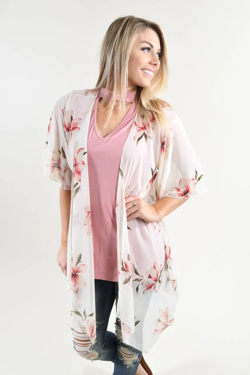 Pink Floral Kimono