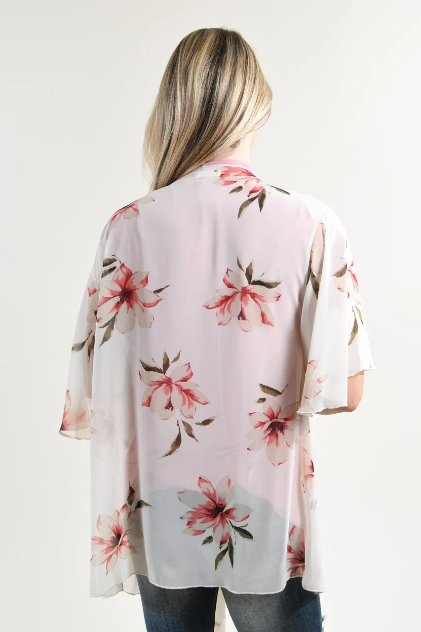 Pink Floral Kimono