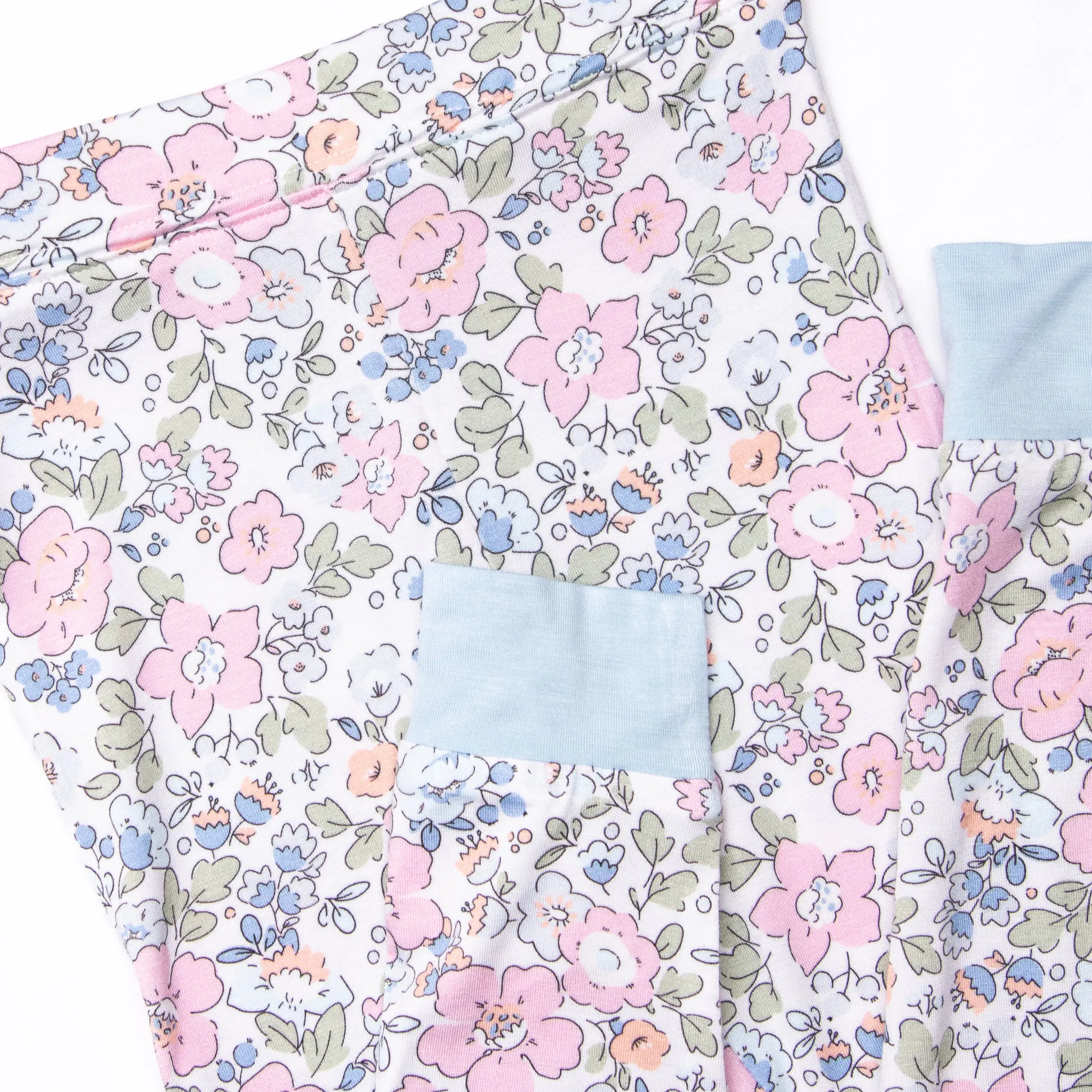 Pink Magnolia Bamboo Pajama Set, Blue
