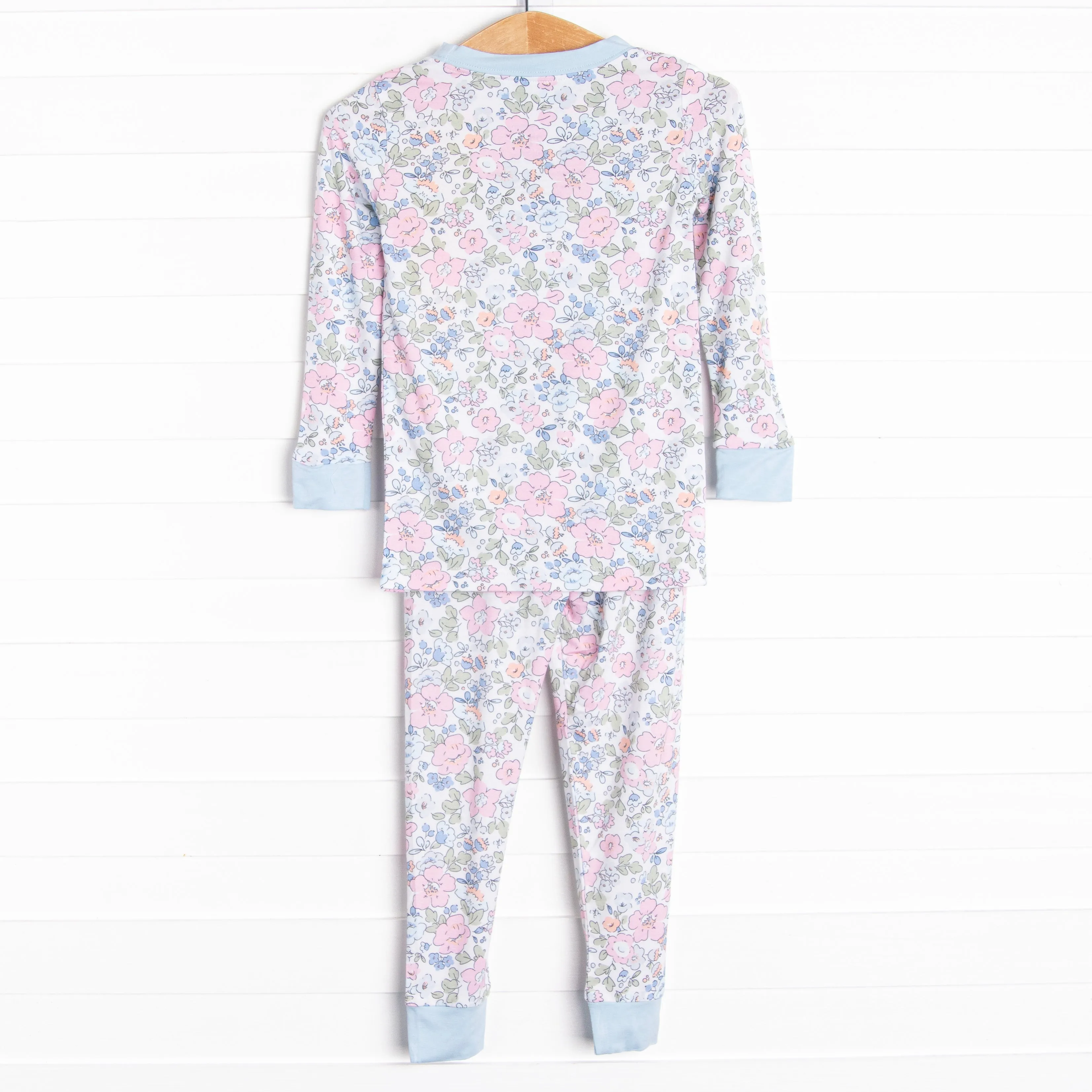 Pink Magnolia Bamboo Pajama Set, Blue