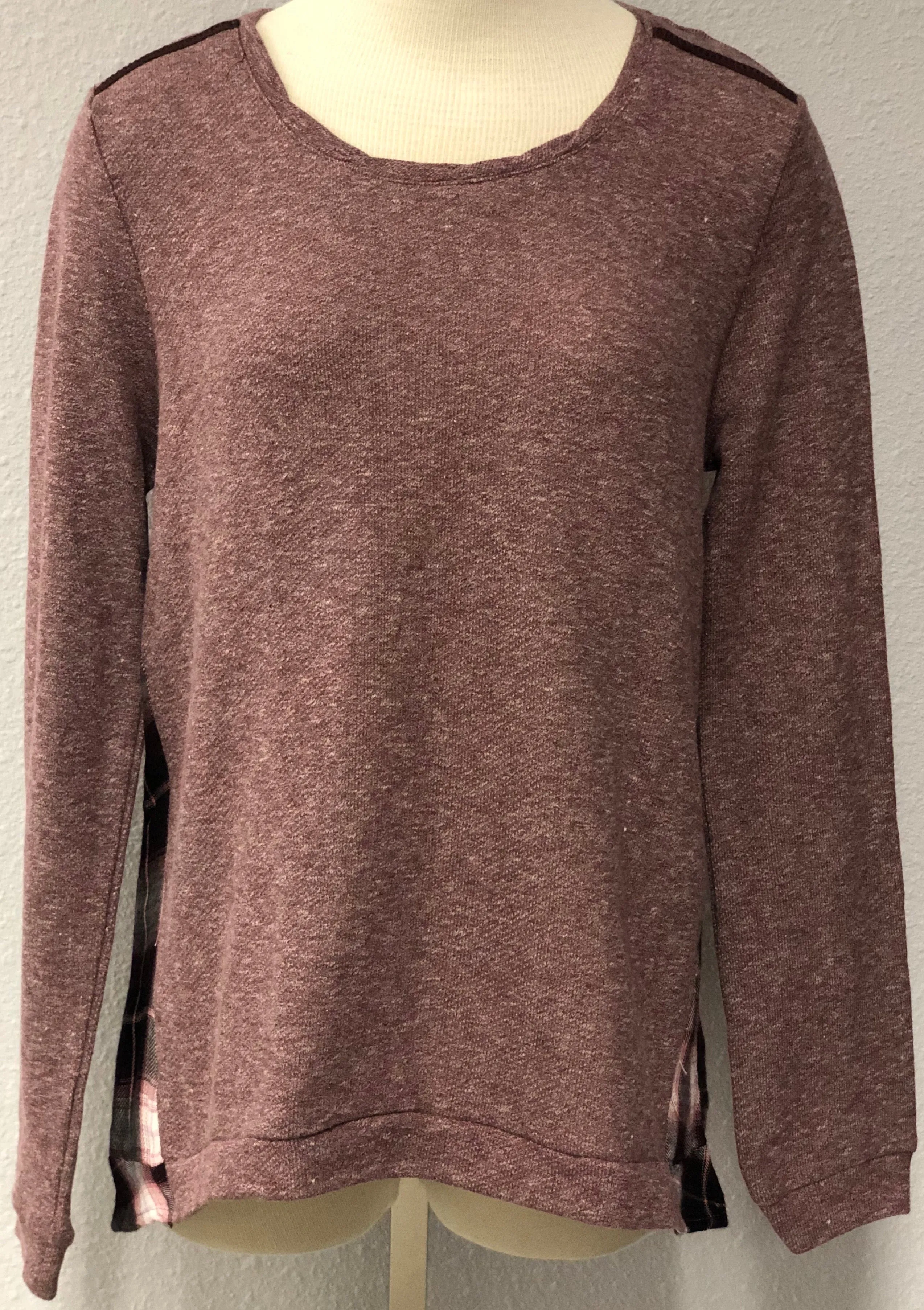 PLAID BACK SWEATER