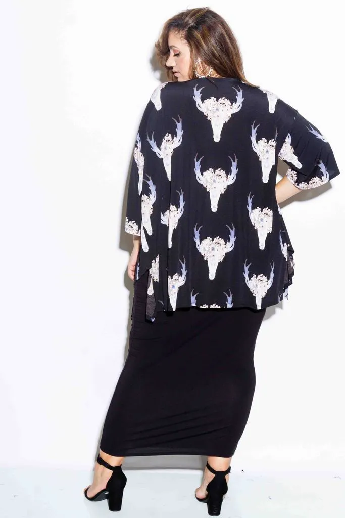 Plus Size Gorgeous Floral Bison Kimono