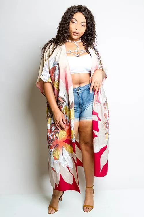 Plus Size Gorgeous Floral Kimono Robe