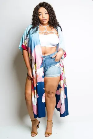 Plus Size Gorgeous Floral Kimono Robe