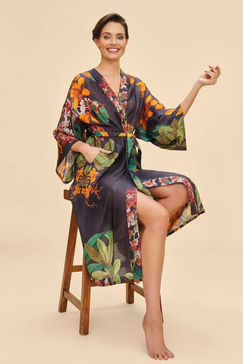 Powder Botany Bliss In Charcoal Kimono Gown