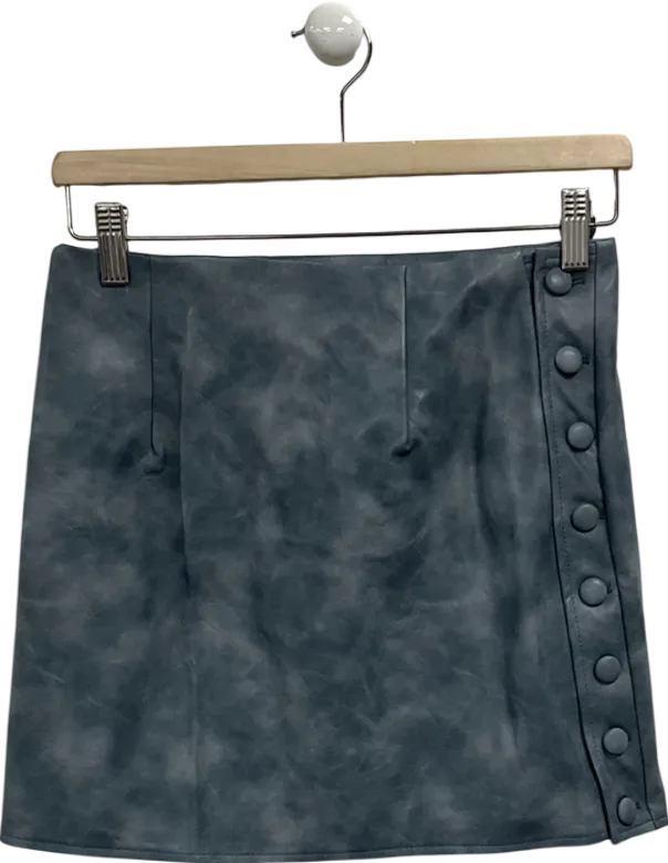 PrettyLittleThing Grey Washed Faux Leather Mini Skirt UK 8