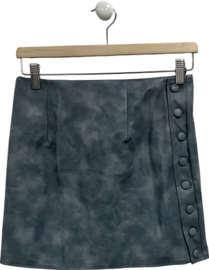 PrettyLittleThing Grey Washed Faux Leather Mini Skirt UK 8