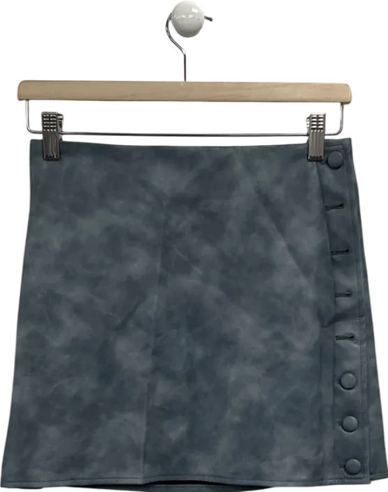 PrettyLittleThing Grey Washed Faux Leather Mini Skirt UK 8