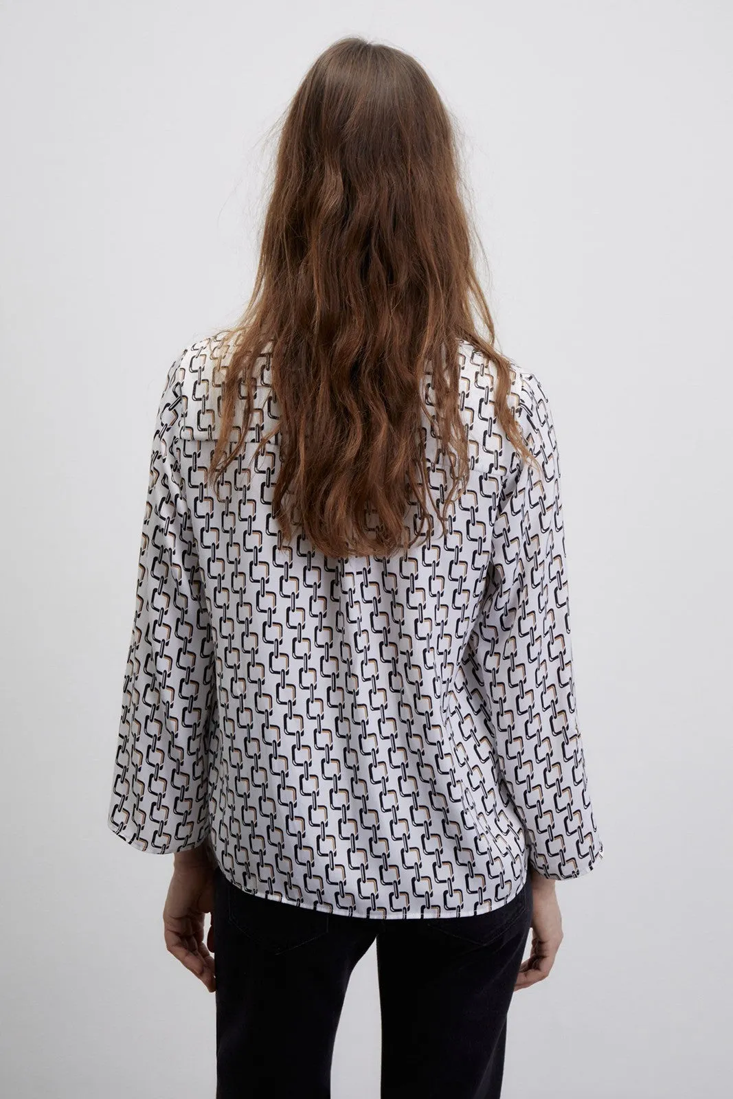 Printed loose-fit blouse - Black