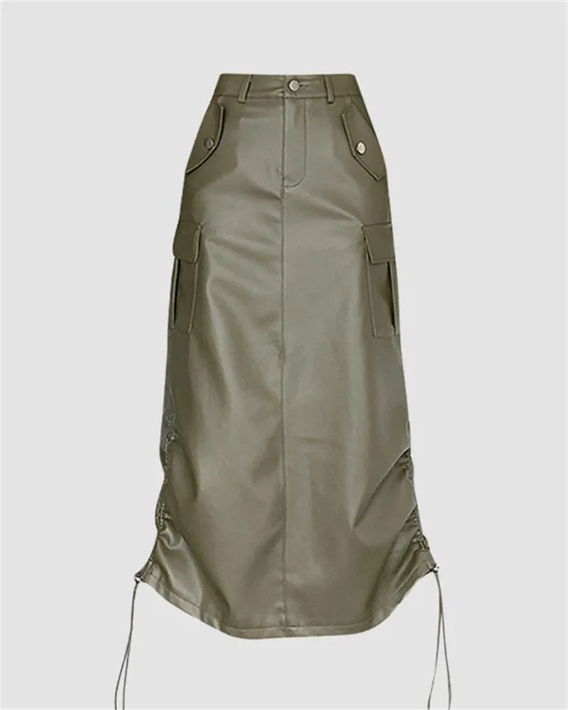 PU Leather Maxi Skirt