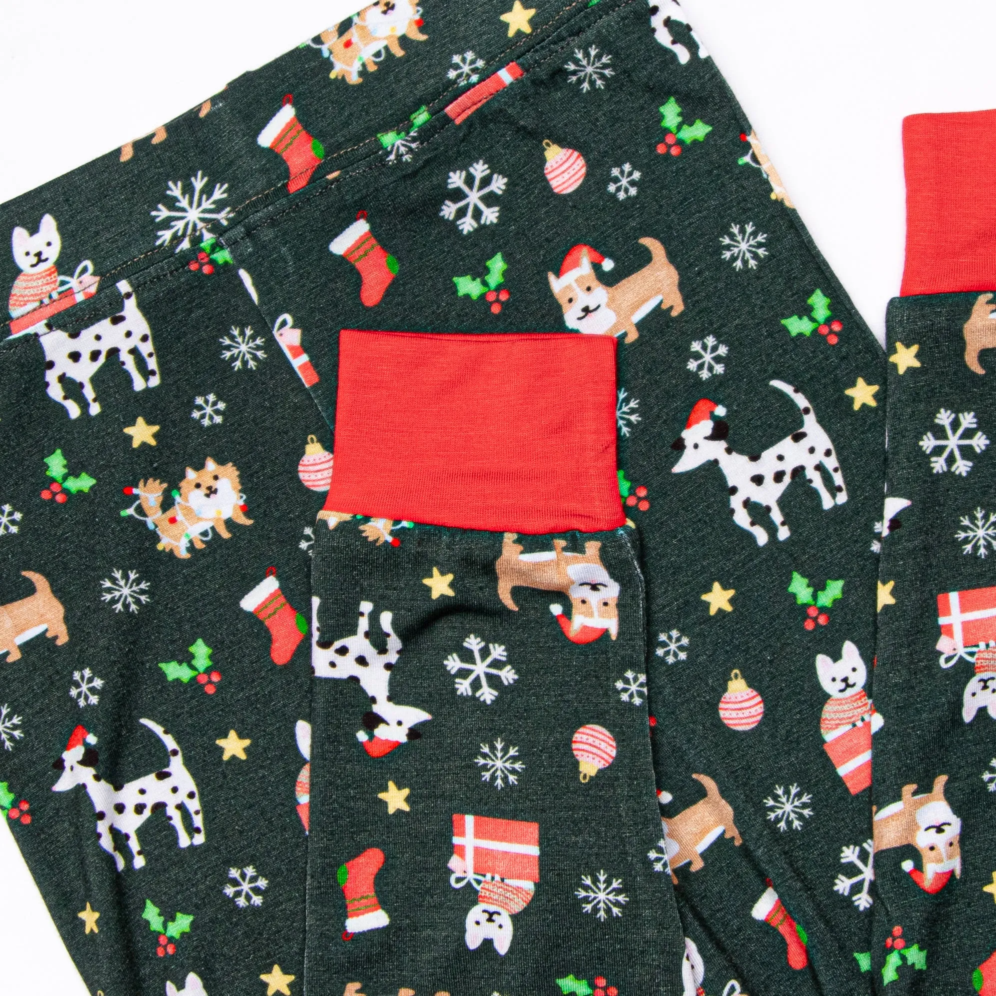 Puppies and Presents Bamboo Pajama Set, Green