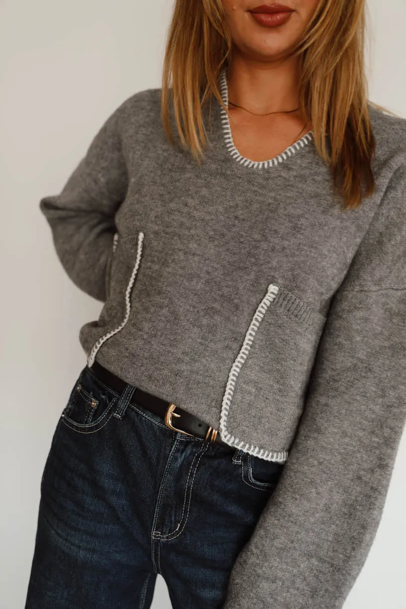 Rae: Contrast Knit Sweater with Pockets